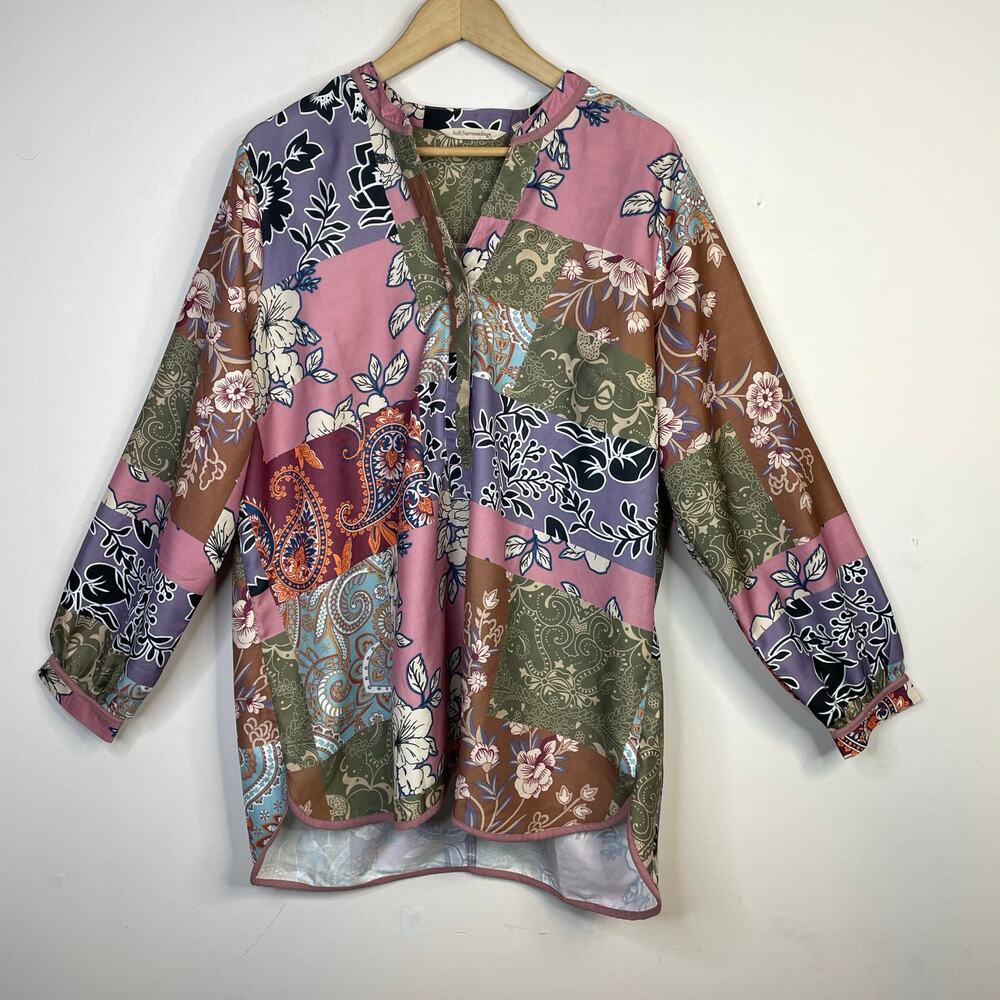 Soft Surroundings Alvadore Fleur Floral Paisley Patchwork Tunic Top Blouse 2X